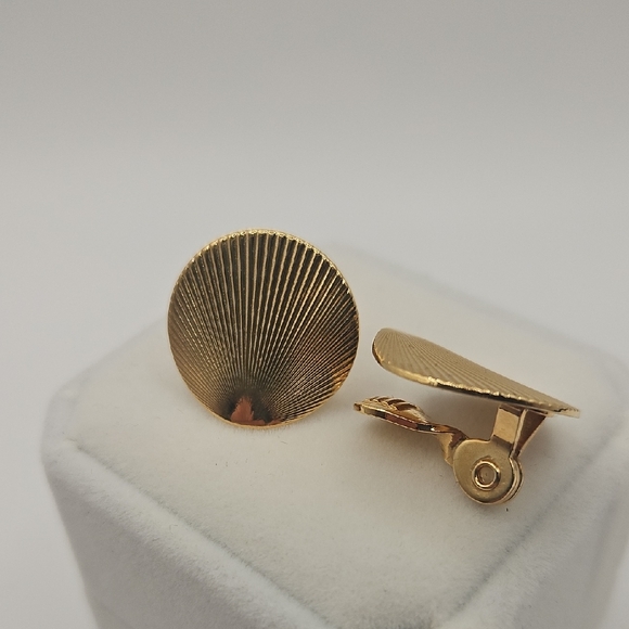 Monet Gold Textured Earrings - Picture 10 of 11